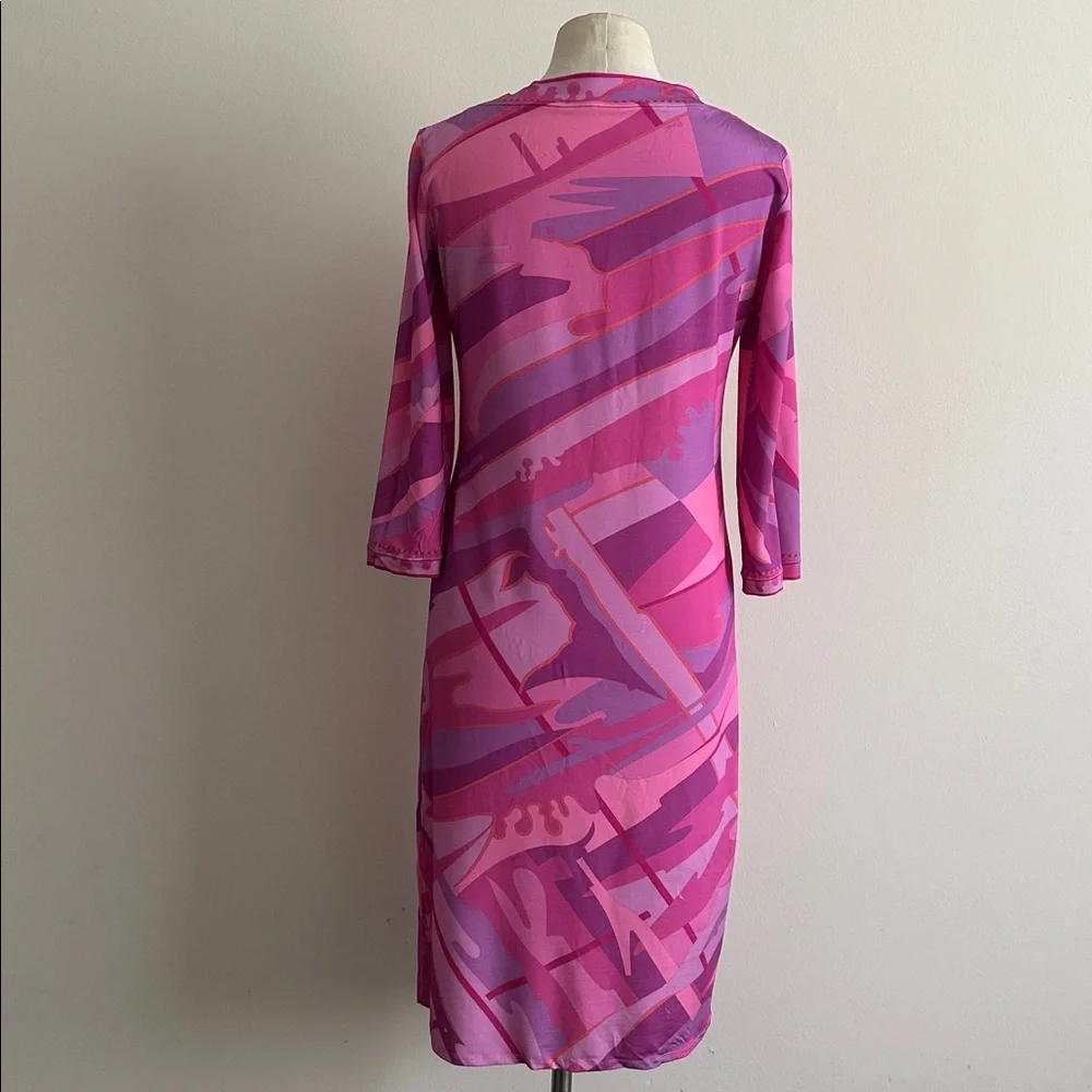 AVERADO BESSI Pucci-Esque Pink Ladies Who Lunch Cocktail SHIFT Dress sz Medium - Picture 8 of 8